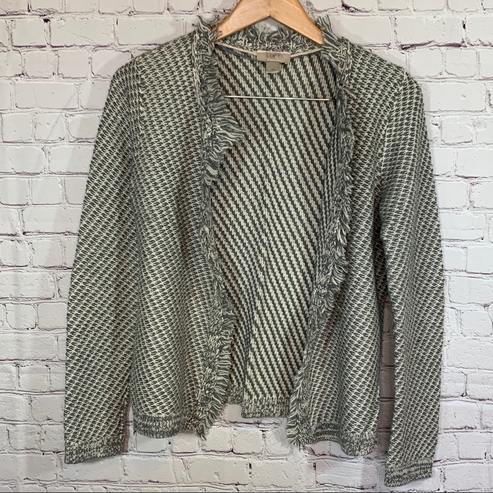 LOFT Cardigan with Fringe Detail Small